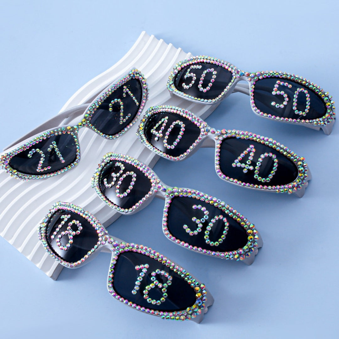 Women Glamorous Rhinestone Sunglasses with Custom Designed Inscription Stornfield