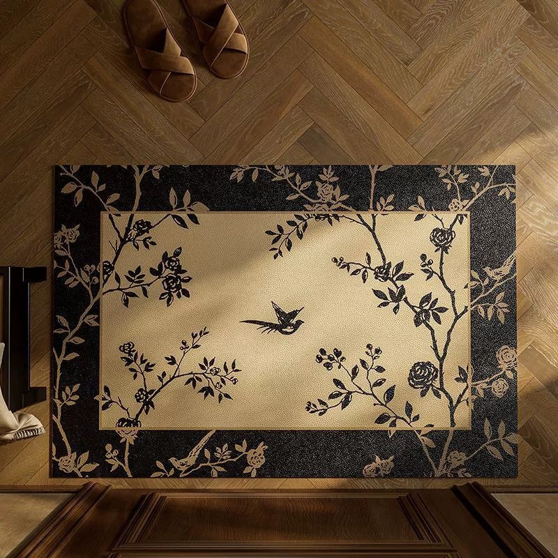 Embroidered Floral Design Area Mat