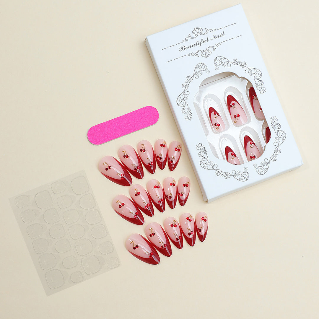 Acrylic nail set with fruity cherry design Stornfield