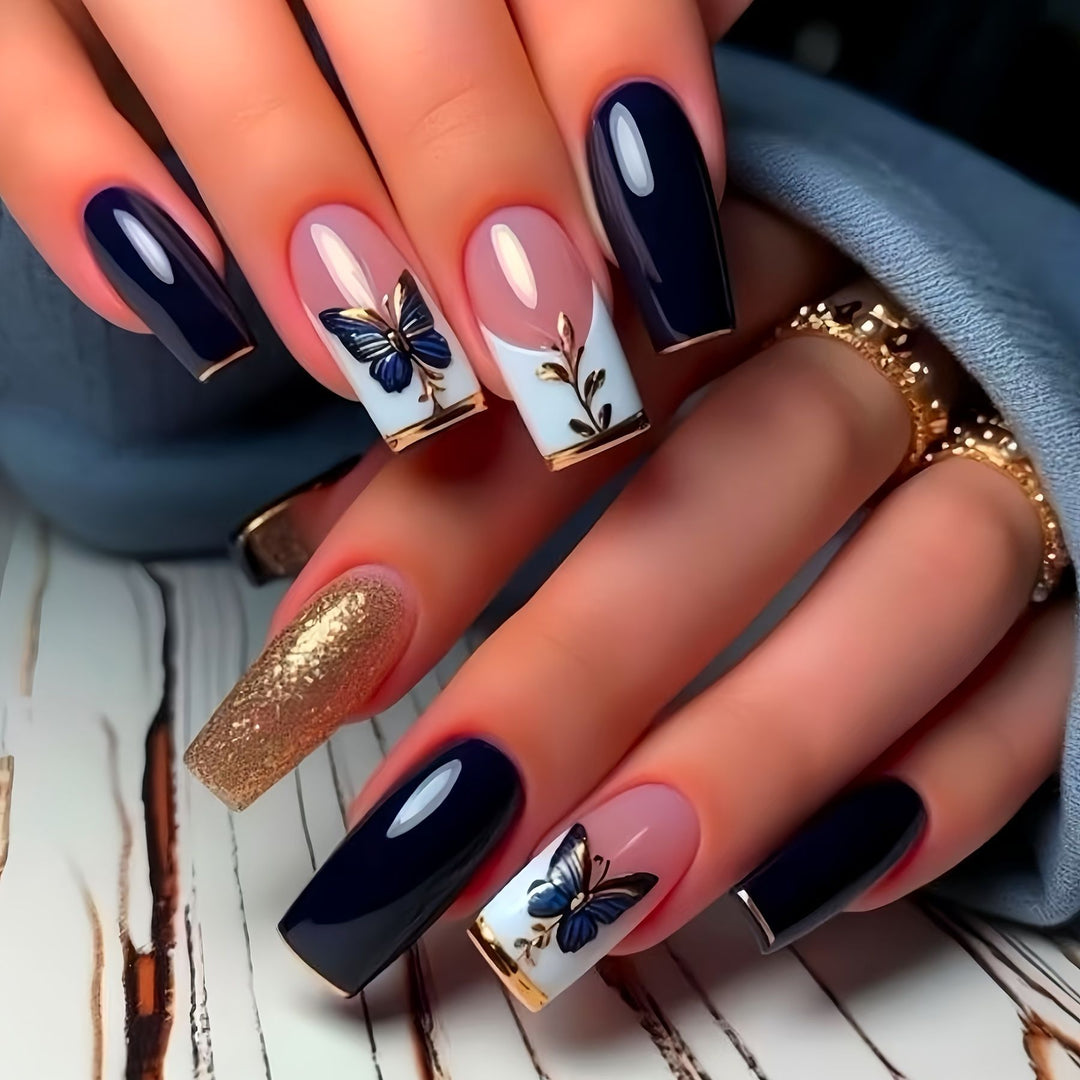 Butterfly-Inspired Elegant Acrylic Press-On Nails Stornfield
