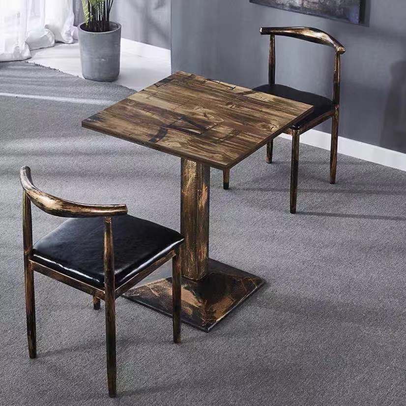 Vintage dining table with custom license plate design Stornfield