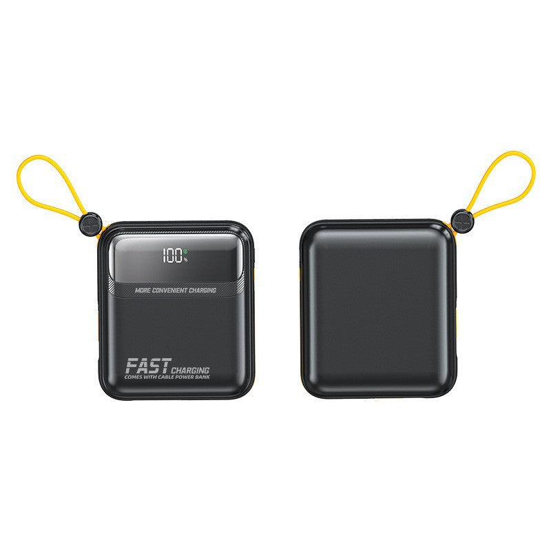 Compact power bank with integrated cable management and digital charge level display Stornfield
