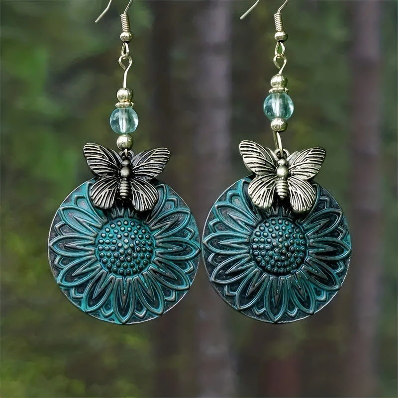 Elegant earrings with floral motif and butterflies Stornfield
