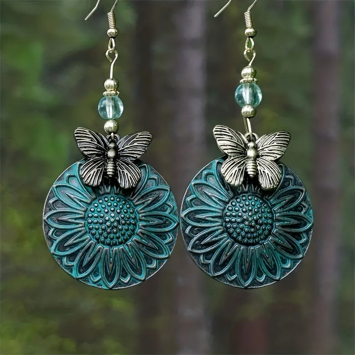 Elegant earrings with floral motif and butterflies Stornfield