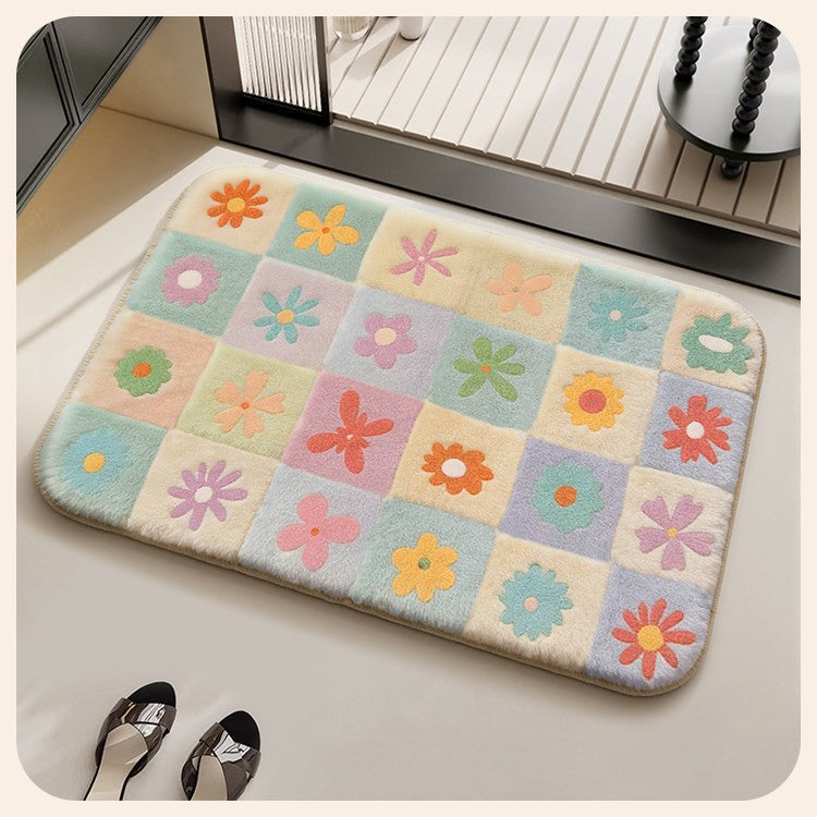 Floral Patterned Soft Bath Mat