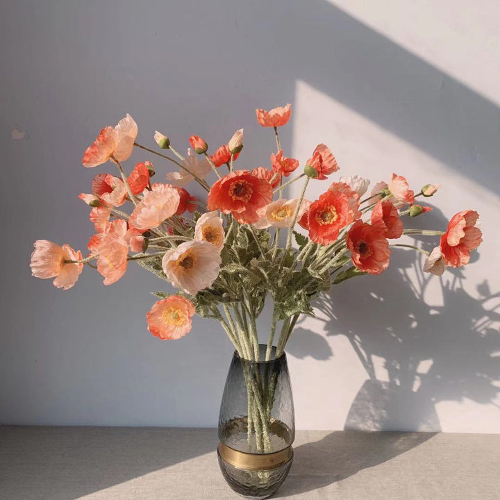 Lifelike Silk Poppy Flower Stem