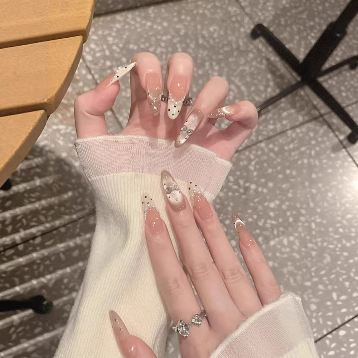 Crystal-Adorned Elegant Stiletto Nail Tips