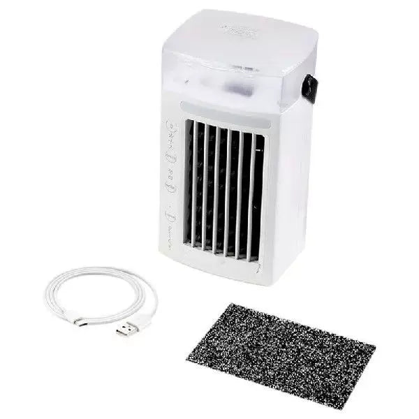 Unisex One Size Micro Desktop Evaporative Cooler with Replaceable Activated Carbon Cooling Pad USB Powered Adjustable Louvers Stornfield