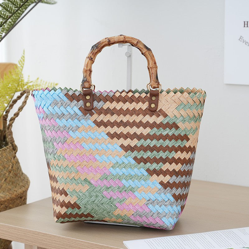 Bamboo Handle Bag Made of Braided Material Stornfield