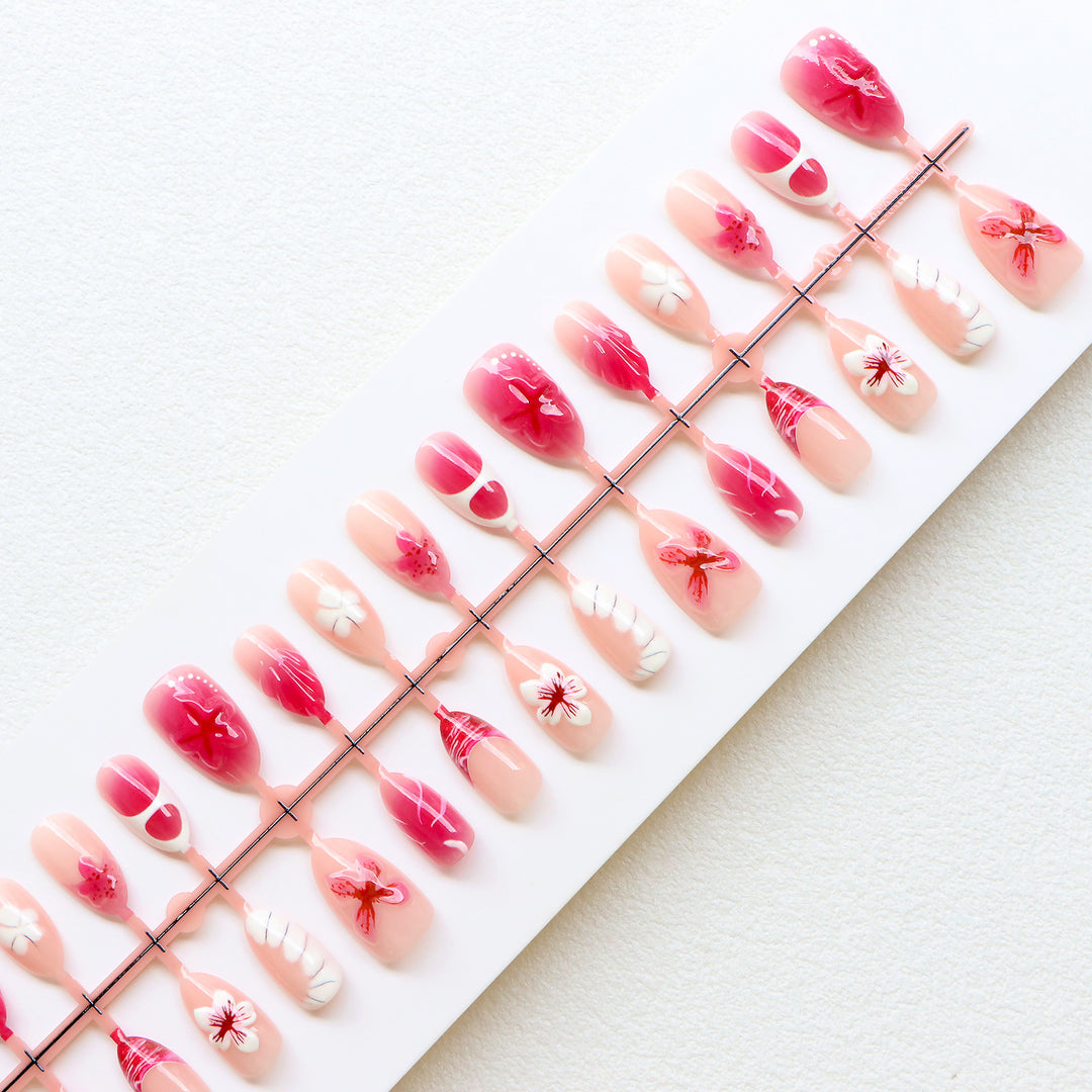 Premium Floral Press-On Nail Art Collection Stornfield