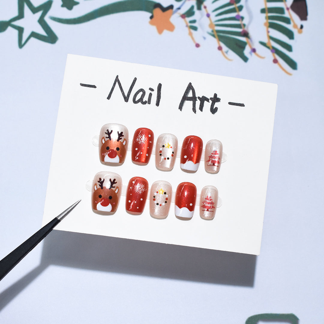 Holiday-Themed Press-On Nail Art Set Stornfield