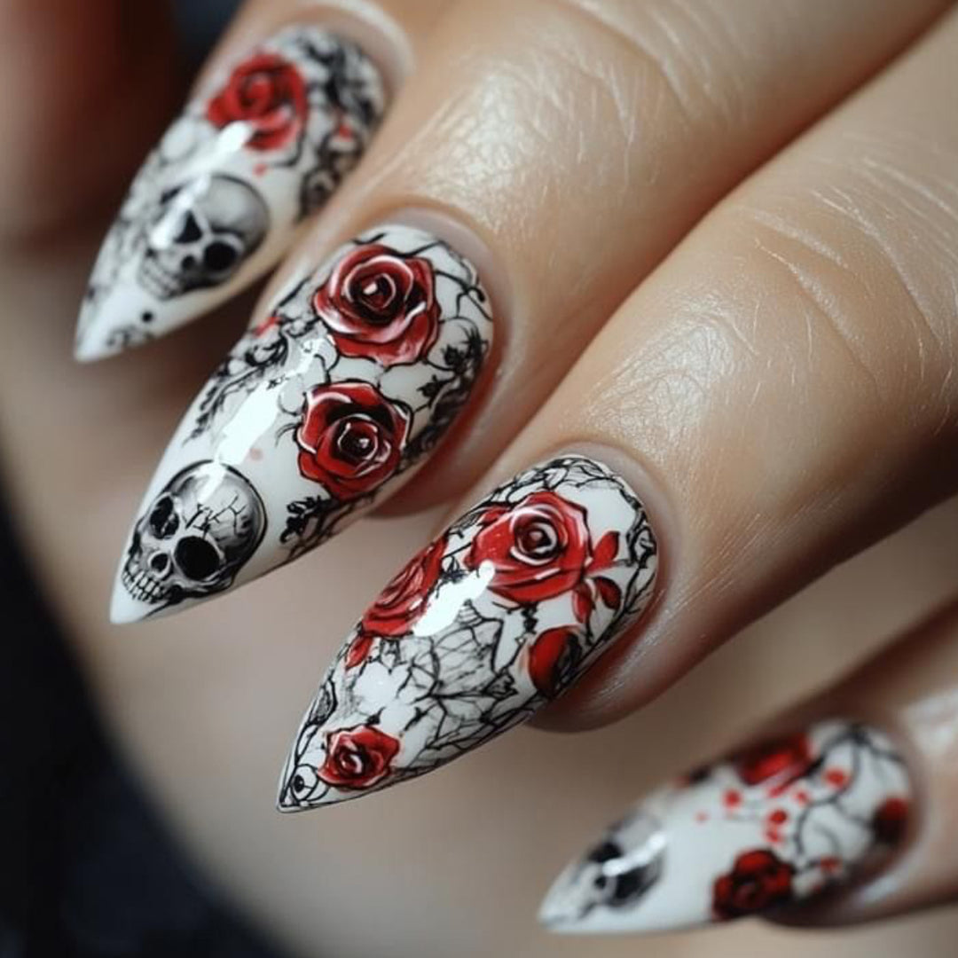 Gothic Floral Design Nail Art Extensions Stornfield