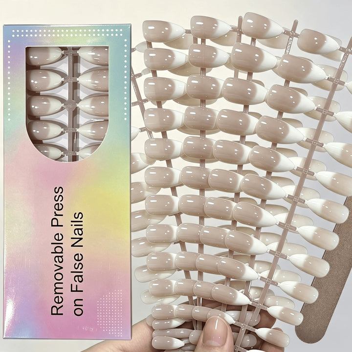 Removable Press-On Nail Set with French Tip Design Stornfield