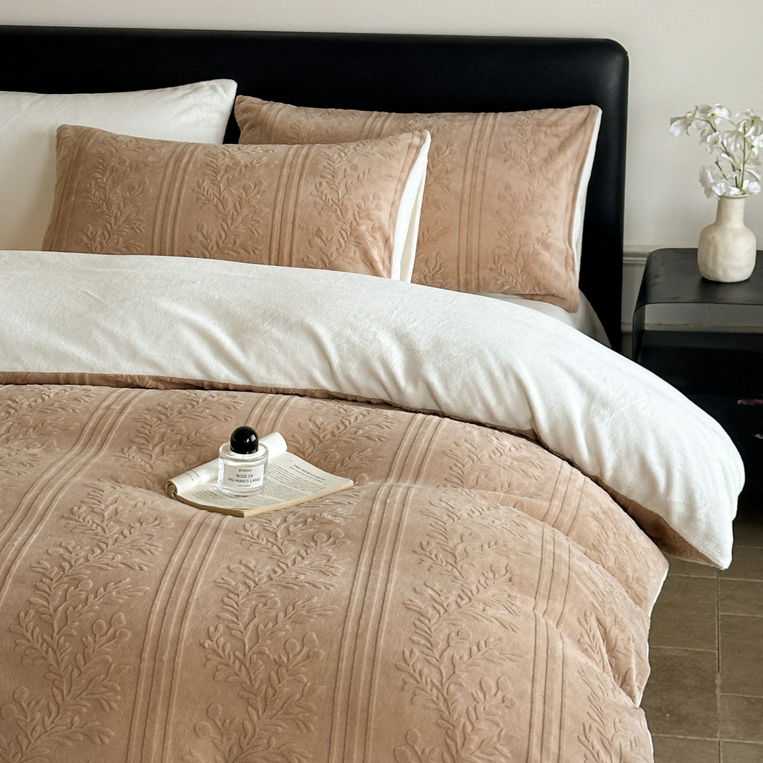 Luxury Embossed Plush Duvet and Pillow Set