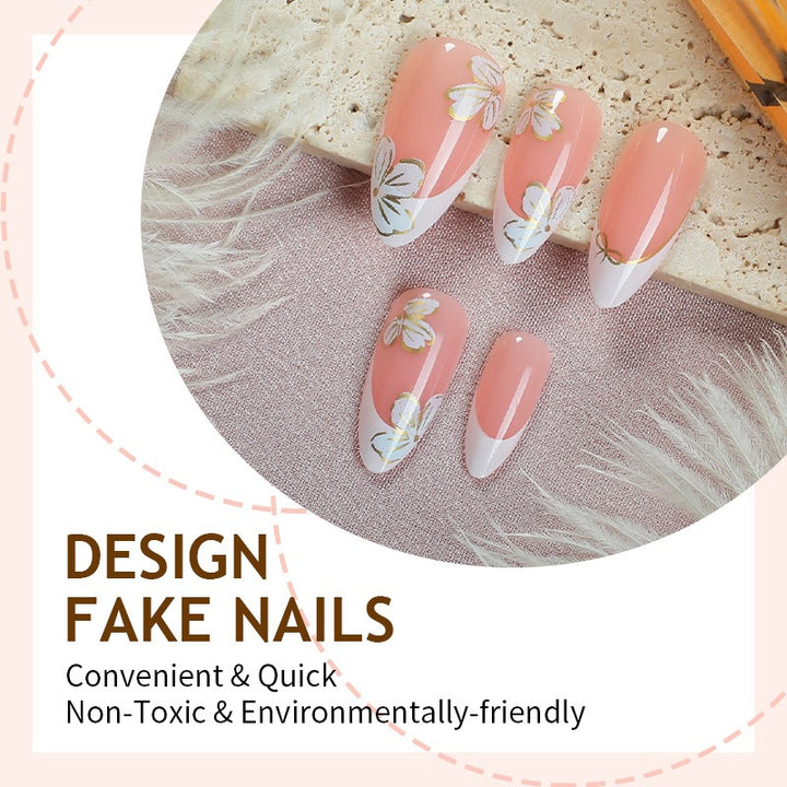 Acrylic nail set with stylish flower and French tip designs Stornfield