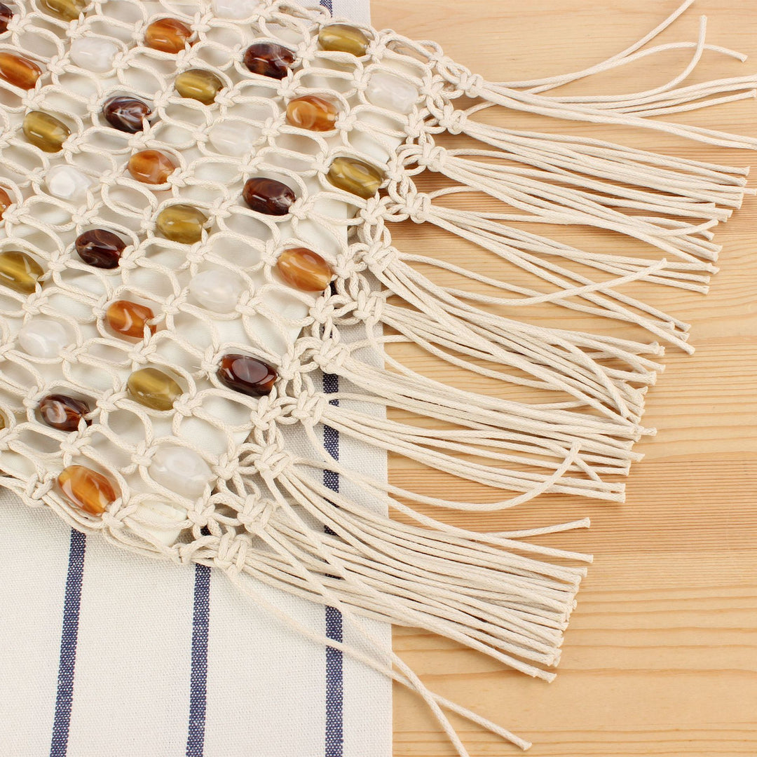 Macrame Crossbody Bag with Colorful Beads and Trendy Fringes Stornfield
