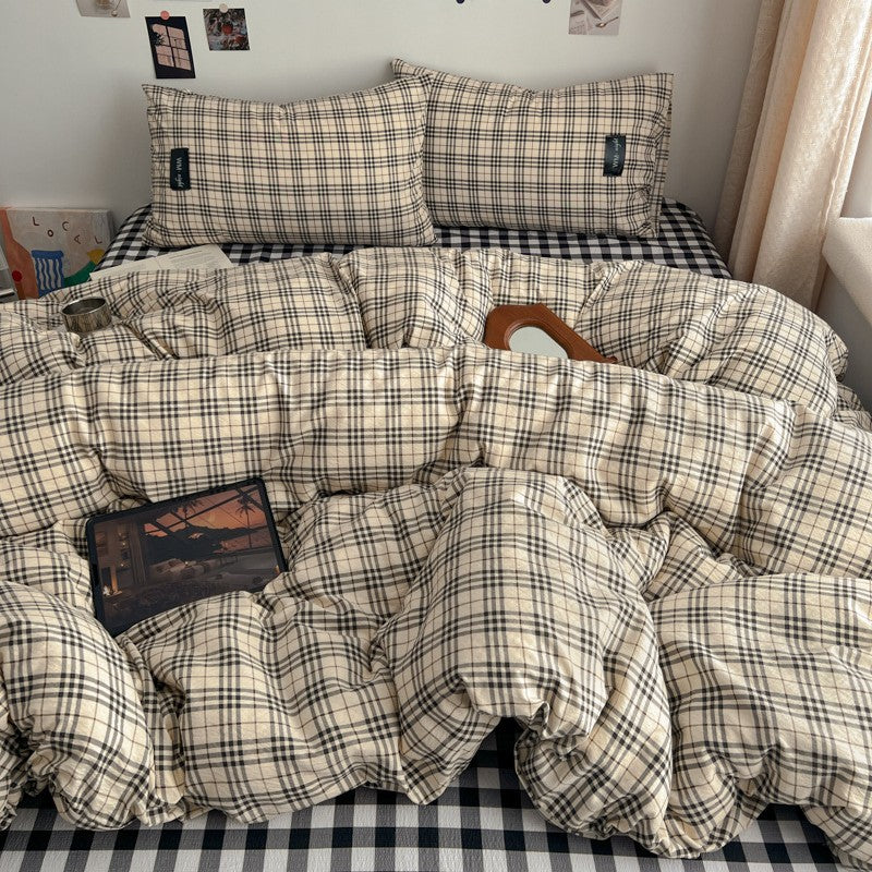 Premium Plaid Cotton Comforter Set