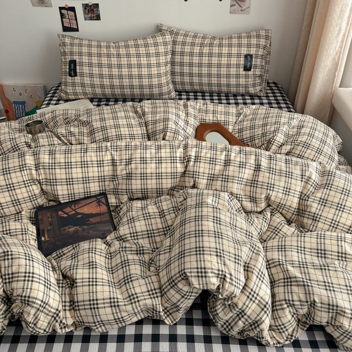 Premium Plaid Cotton Comforter Set