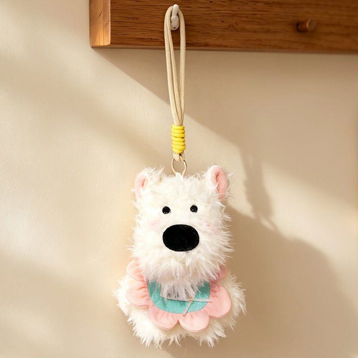 Fluffy Bunny Bag Charm Keychain with Faux-Fur Plush Body and Decorative Resin Accent Stornfield