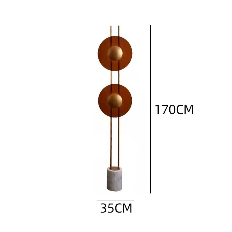 Sculptural Floor Lamp with Marble Base and Circular Accents