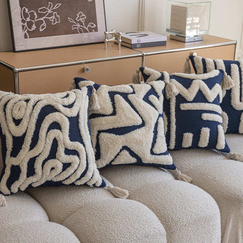 Decorative Tufted Sherpa Accent Throw Pillow with Tassel Corners