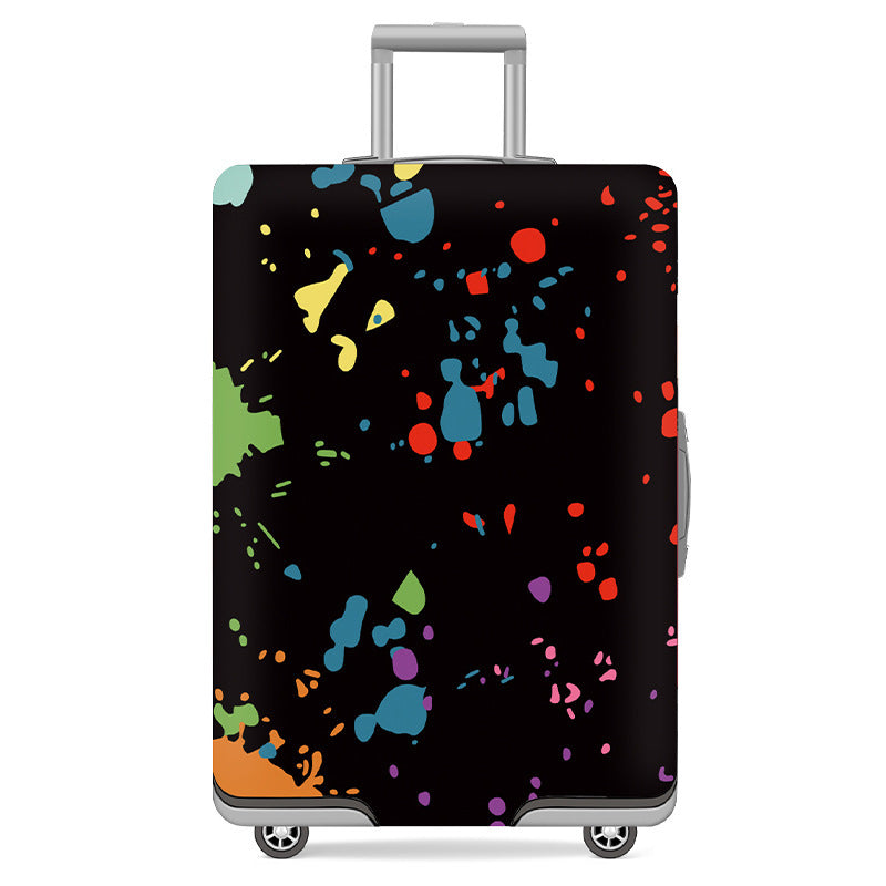 Unisex nan elastic motif suitcase cover made of stretchable polyester with handle and wheel openings Stornfield