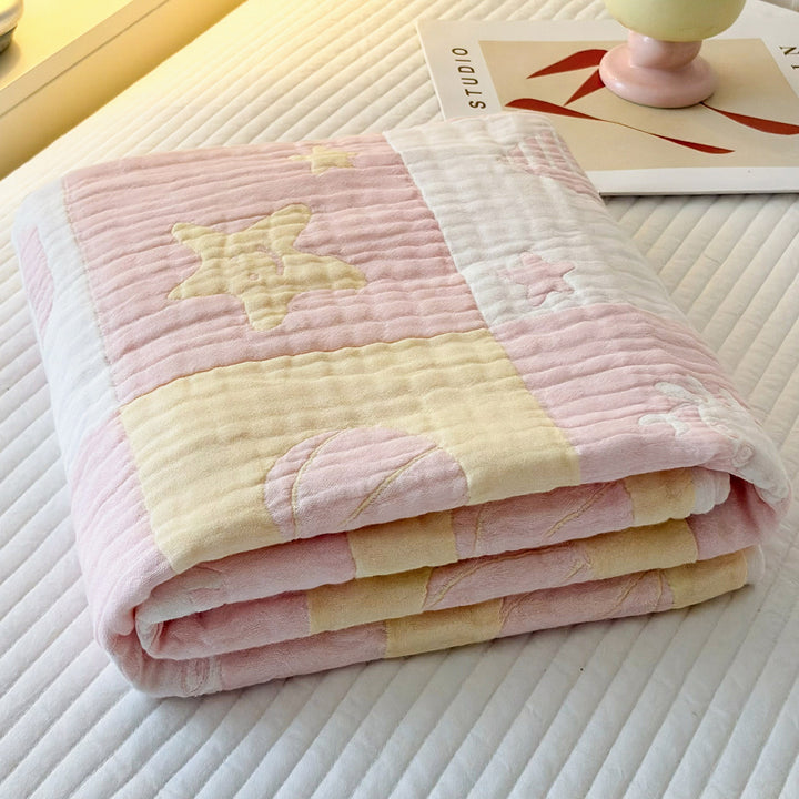 Ultra-Soft Double-Layer Blanket with Embossed Bunny Motif