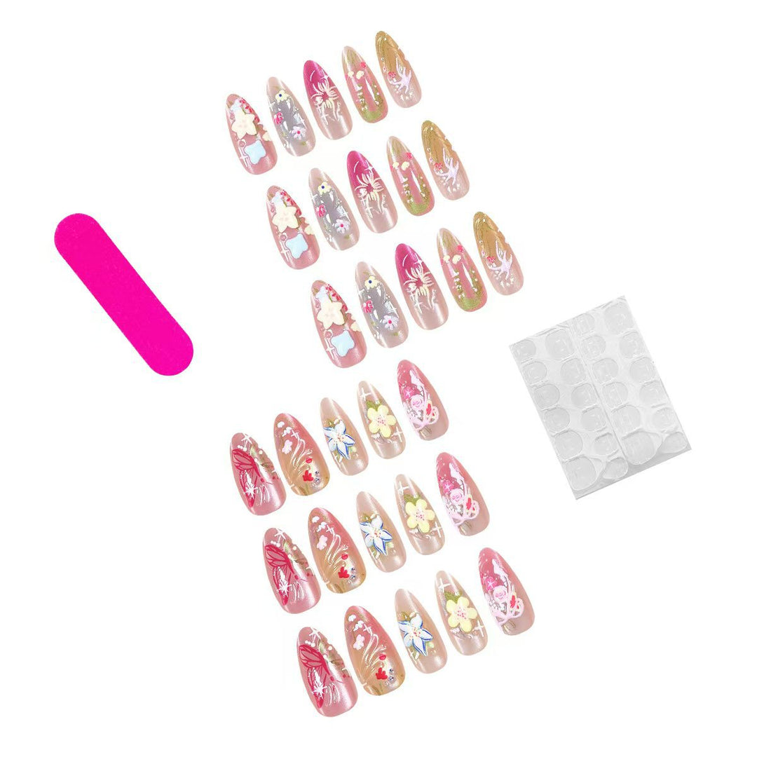 Artistic and decorated stiletto artificial nails Stornfield