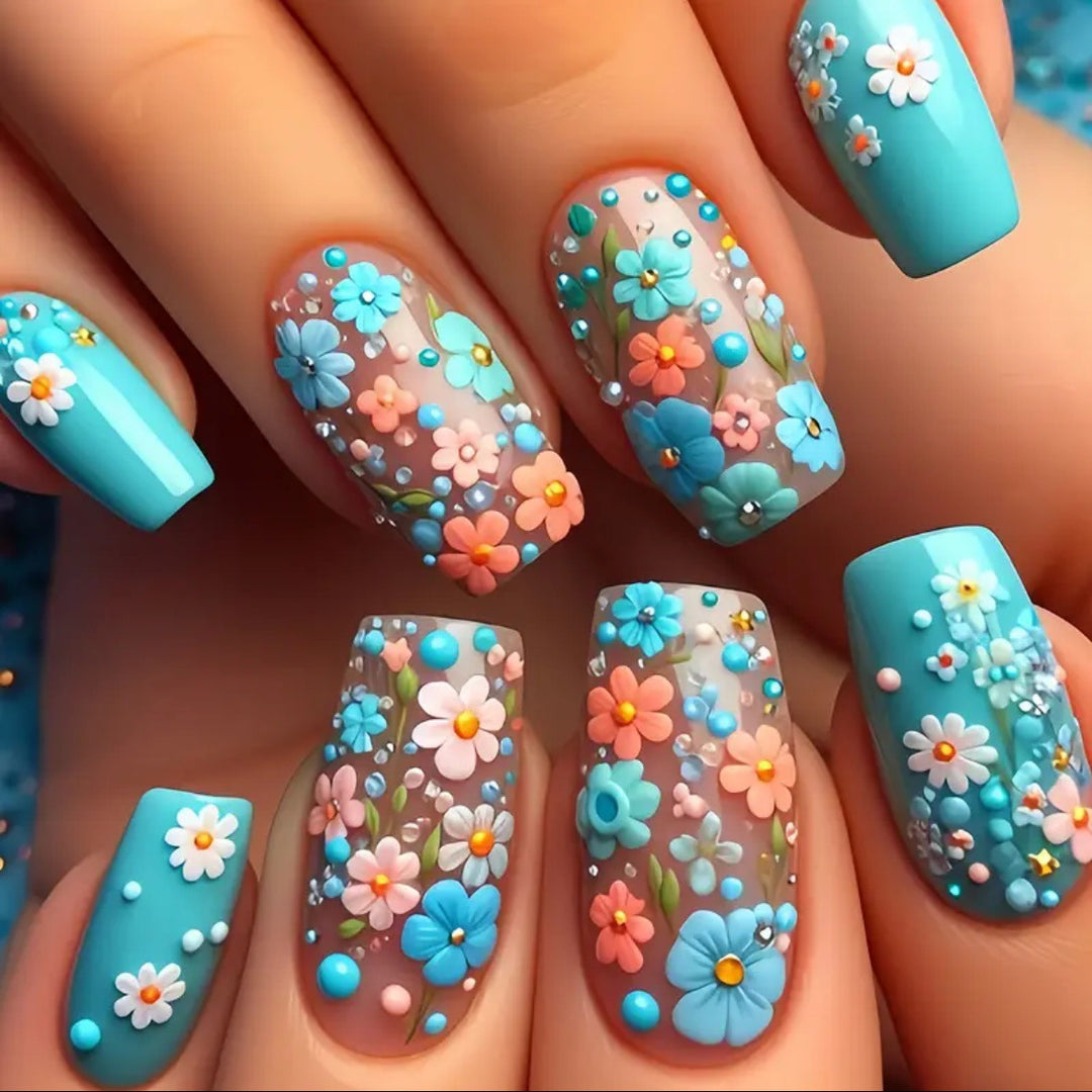 Nail set with floral 3D accents Stornfield