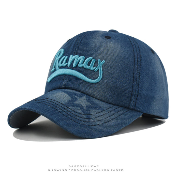 Men's Distressed Denim Embroidered Baseball Cap Stornfield
