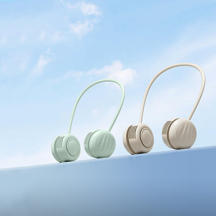 Cooling hands-free dual-head wearable neck fan with flexible gooseneck and USB-C recharge Stornfield
