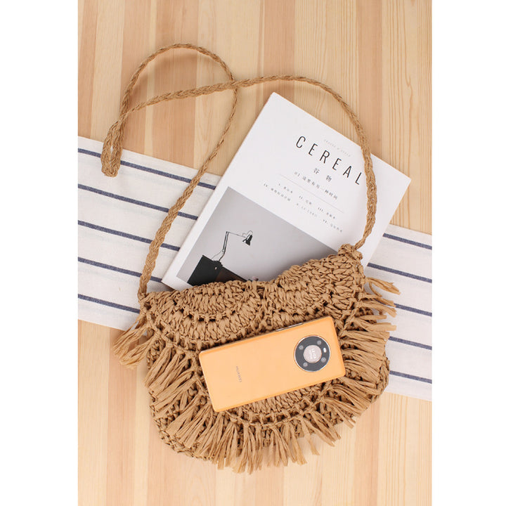 Handcrafted macrame shoulder bag with fringed design Stornfield