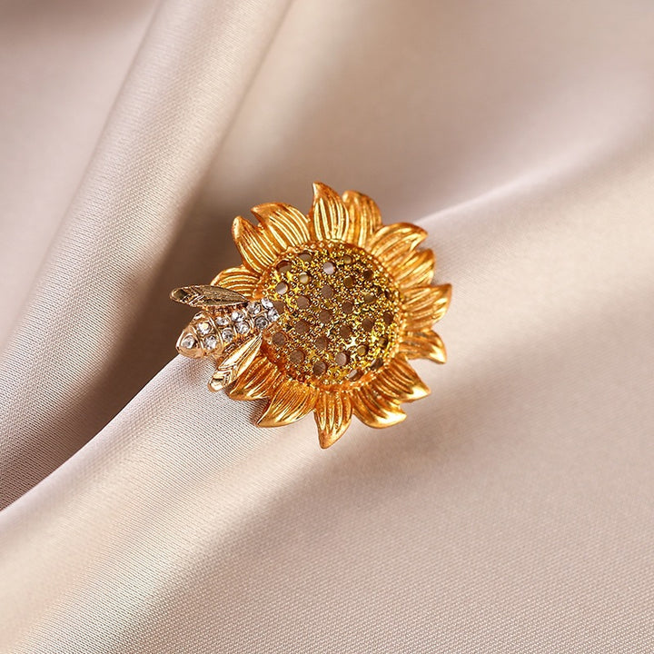 Elegant sunflower brooch with crystals Stornfield