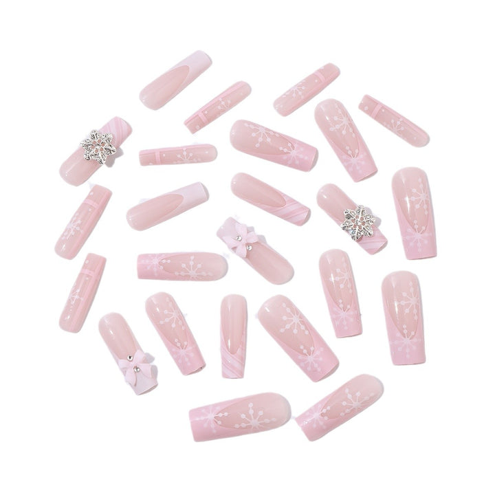 Creative Nail Art Set with Delicate Flower and Glitter Accents Stornfield