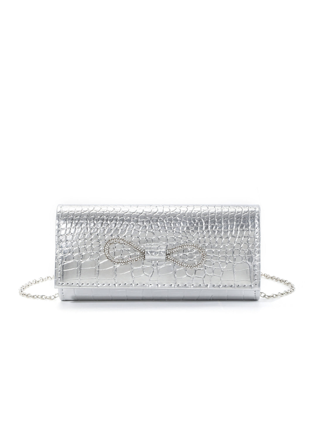 Crocodile-Embossed Evening Clutch