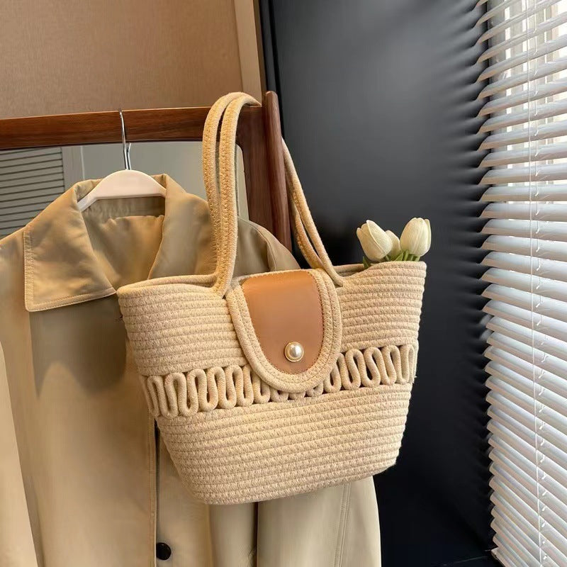 Handcrafted basket bag with elegant leather trim Stornfield