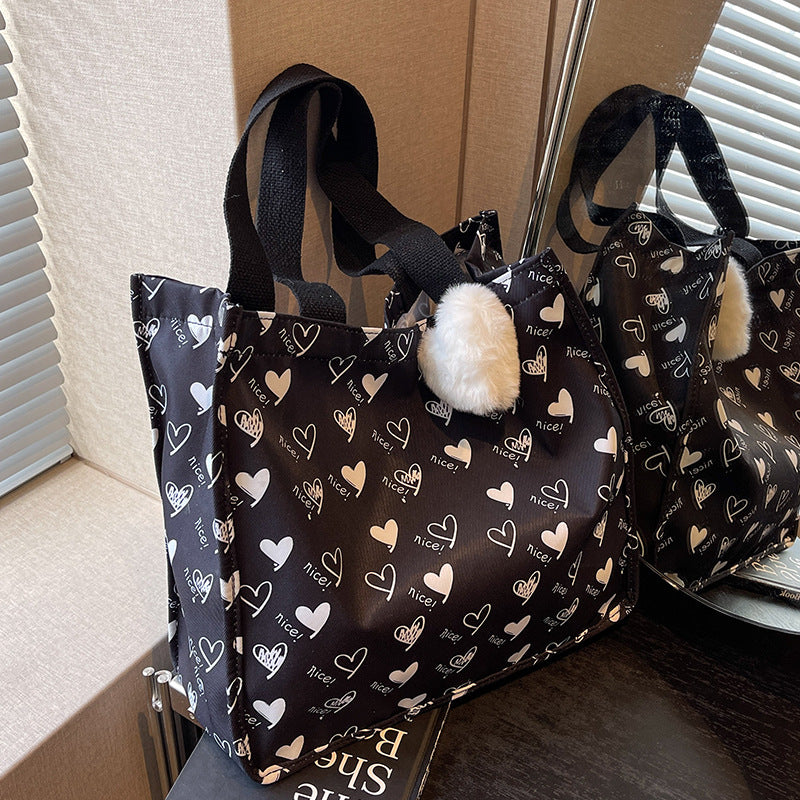 Cute Heart Patterned Tote Bag