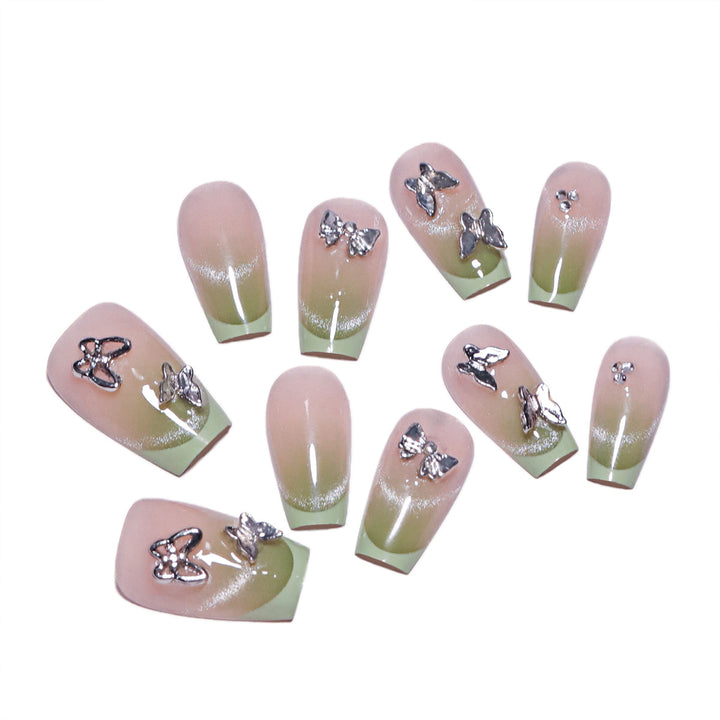 Elegant Artificial Nails with Butterfly Design Stornfield