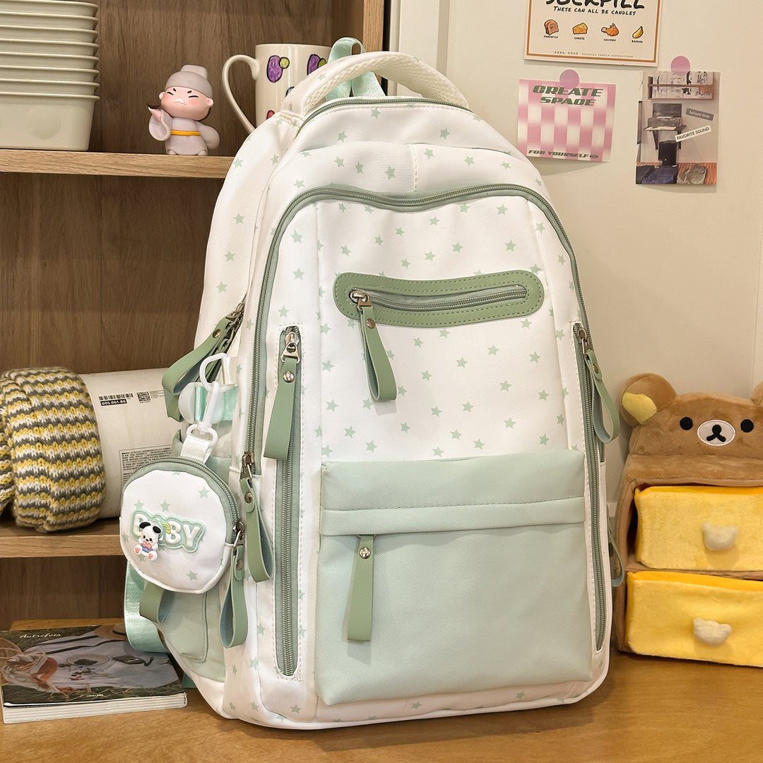 Backpack with Charming Star Applications and Practical Compartments Stornfield
