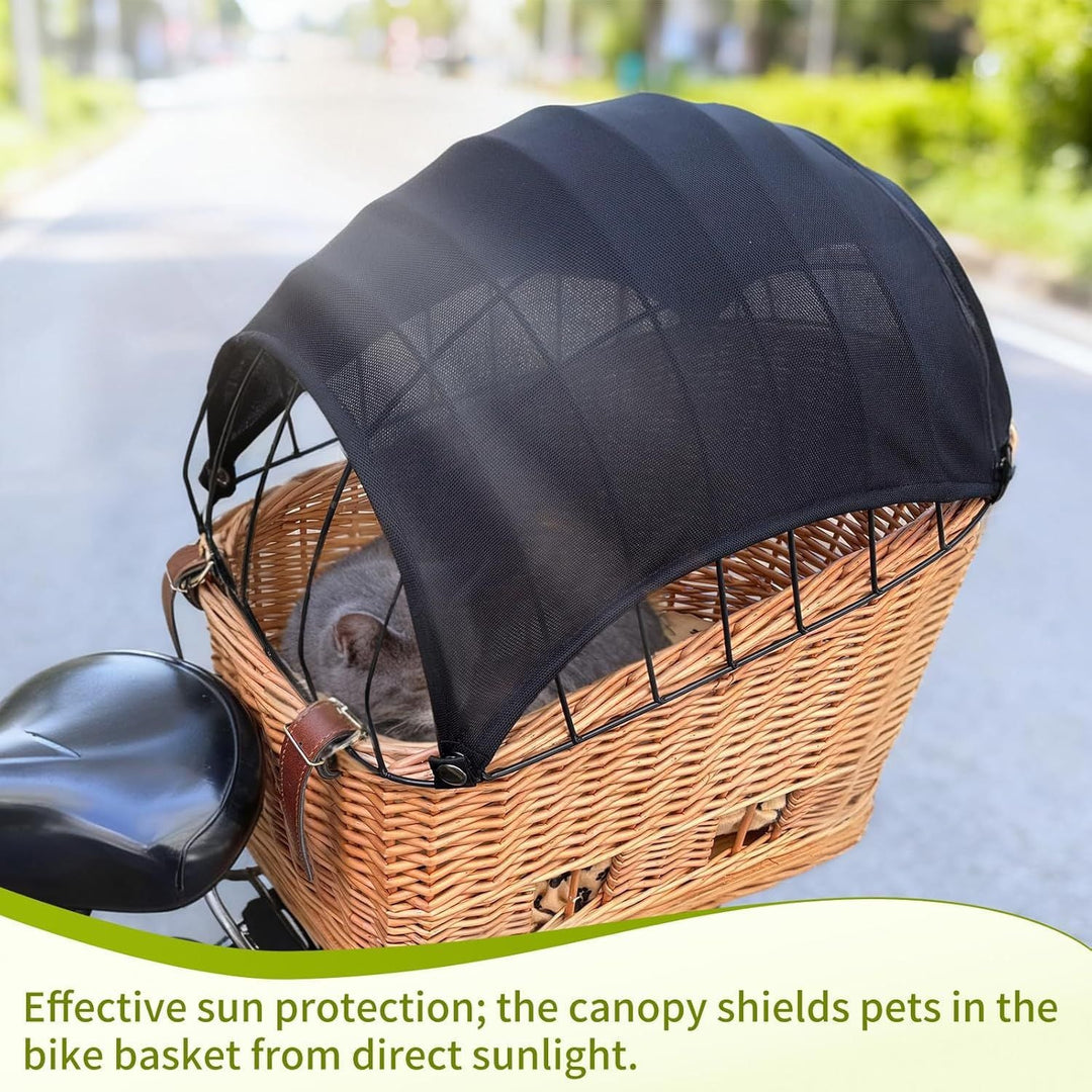 woven wicker pet carrier basket with retractable mesh canopy Stornfield