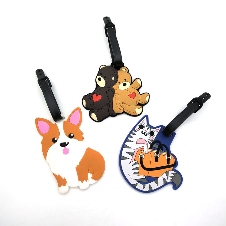 Cute Silicone Cat Luggage Tag with Detachable Strap and Personalized ID Window Stornfield
