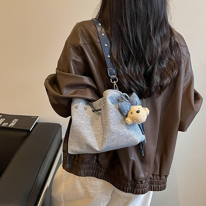 Charming Mini Bucket Bag with Cute Pendant