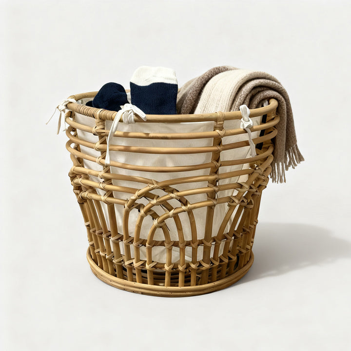 Handcrafted storage basket with fabric insert Stornfield