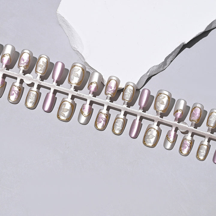 Decorative Press-On Nail Set with Floral Accents Stornfield