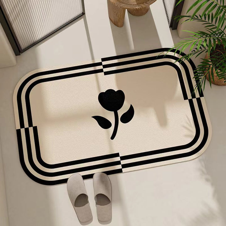 Floral Print Memory Foam Bath Mat