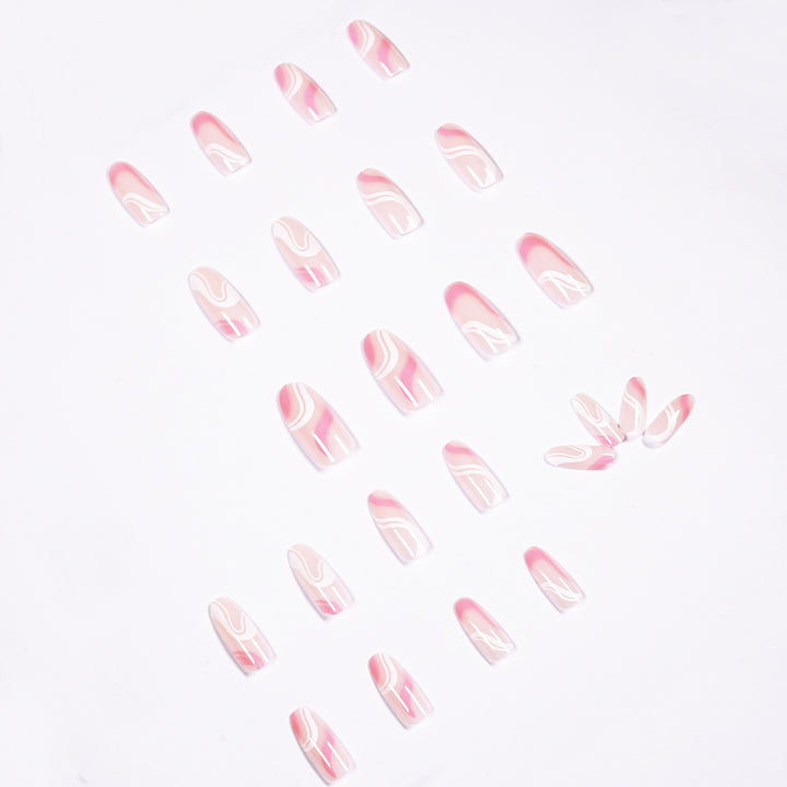 Artistic Nail Extensions with Modern Wave Pattern Stornfield