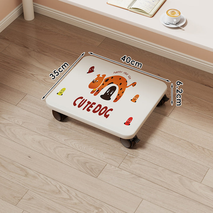 Low-Profile Wheeled Under-Bed Storage Tray with Cartoon Non-Slip Top