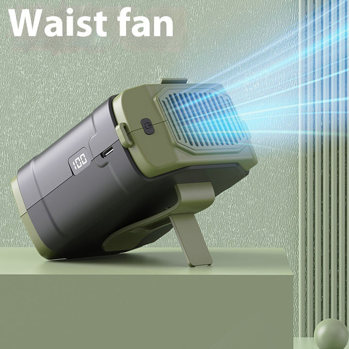 Unisex nan compact rechargeable waist fan with digital battery indicator and adjustable tilt foot Stornfield