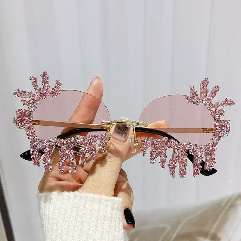Women Extravagant Sunglasses with Sparkling Rhinestone Decorations Stornfield