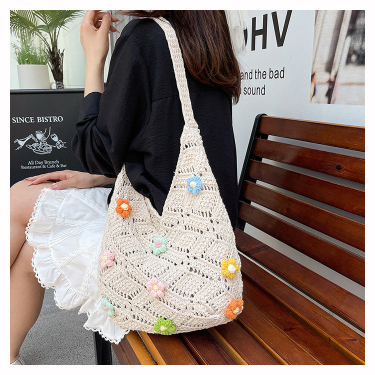 Floral Embellished Crochet Shoulder Bag Stornfield